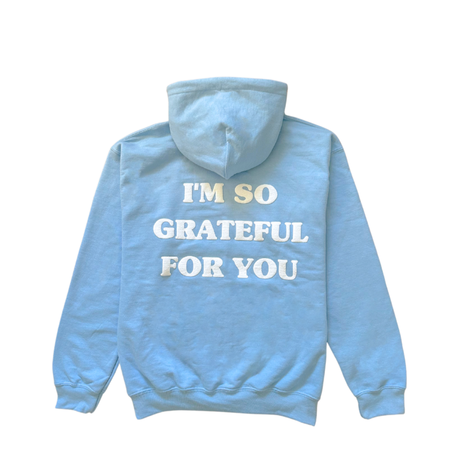 'GRATEFUL FOR YOU' baby blue hoodie