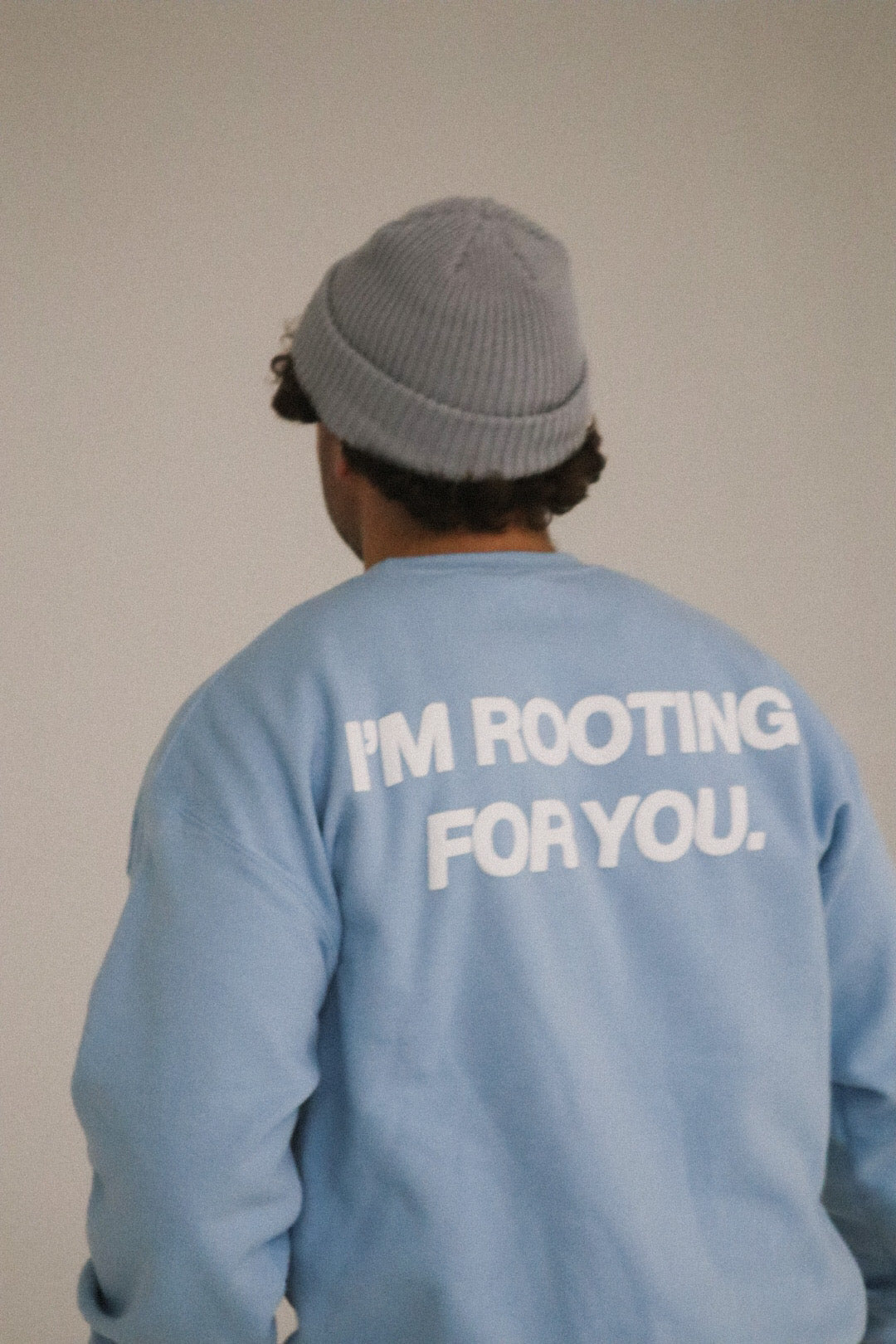 'ROOTING FOR YOU' baby blue crewneck