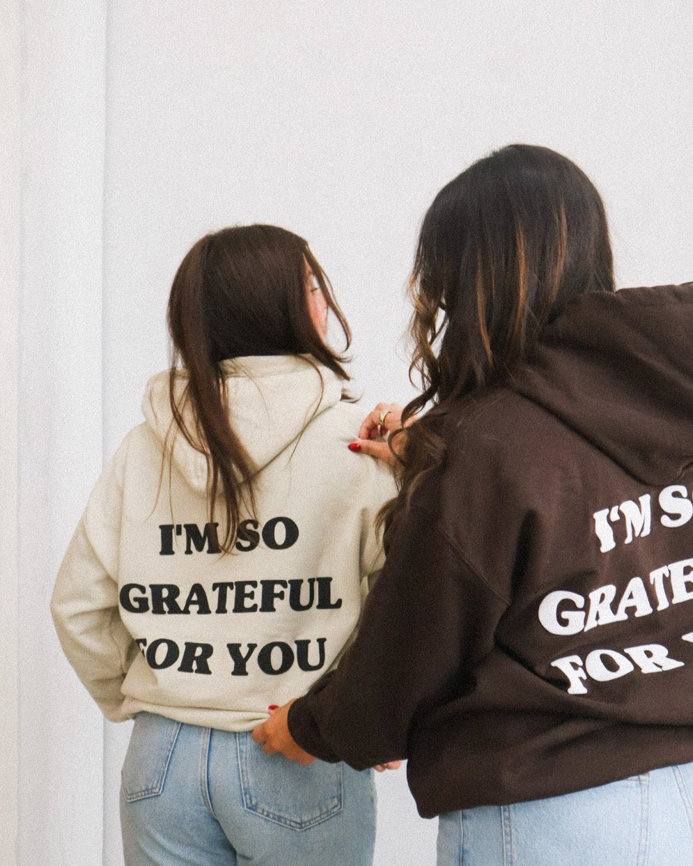 'GRATEFUL FOR YOU' tan hoodie