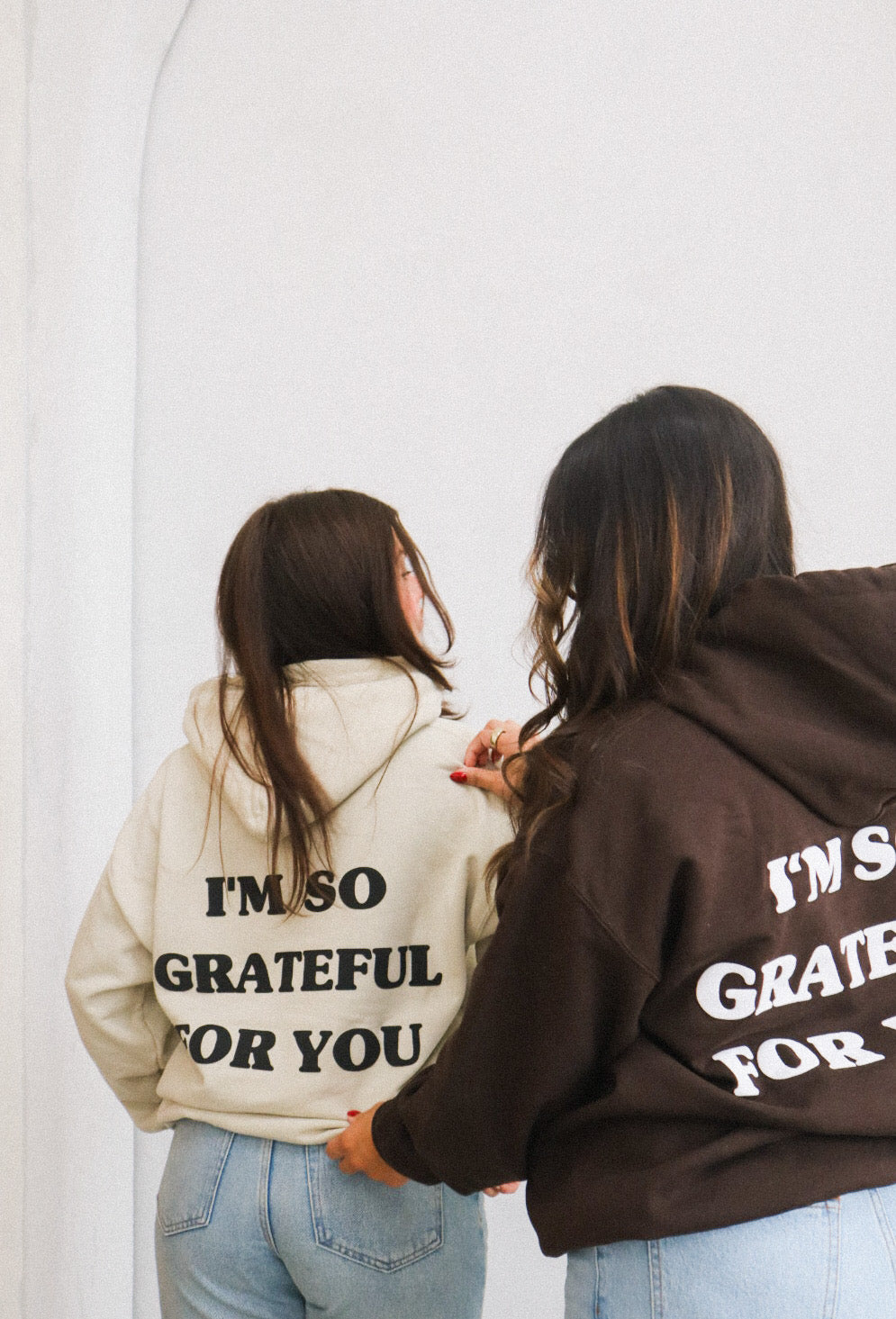 'GRATEFUL FOR YOU' brown hoodie