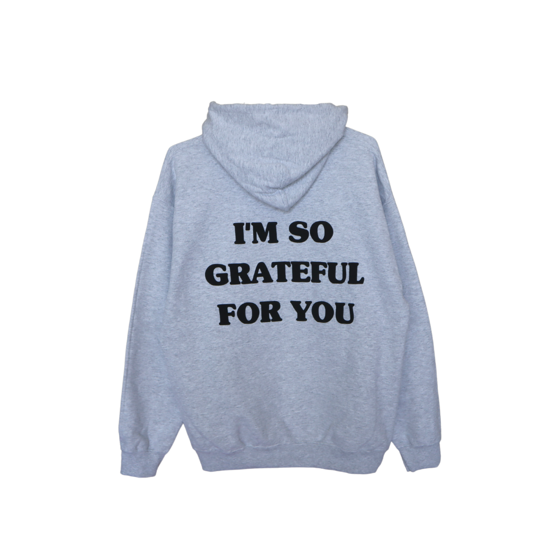 'GRATEFUL FOR YOU' ash gray hoodie