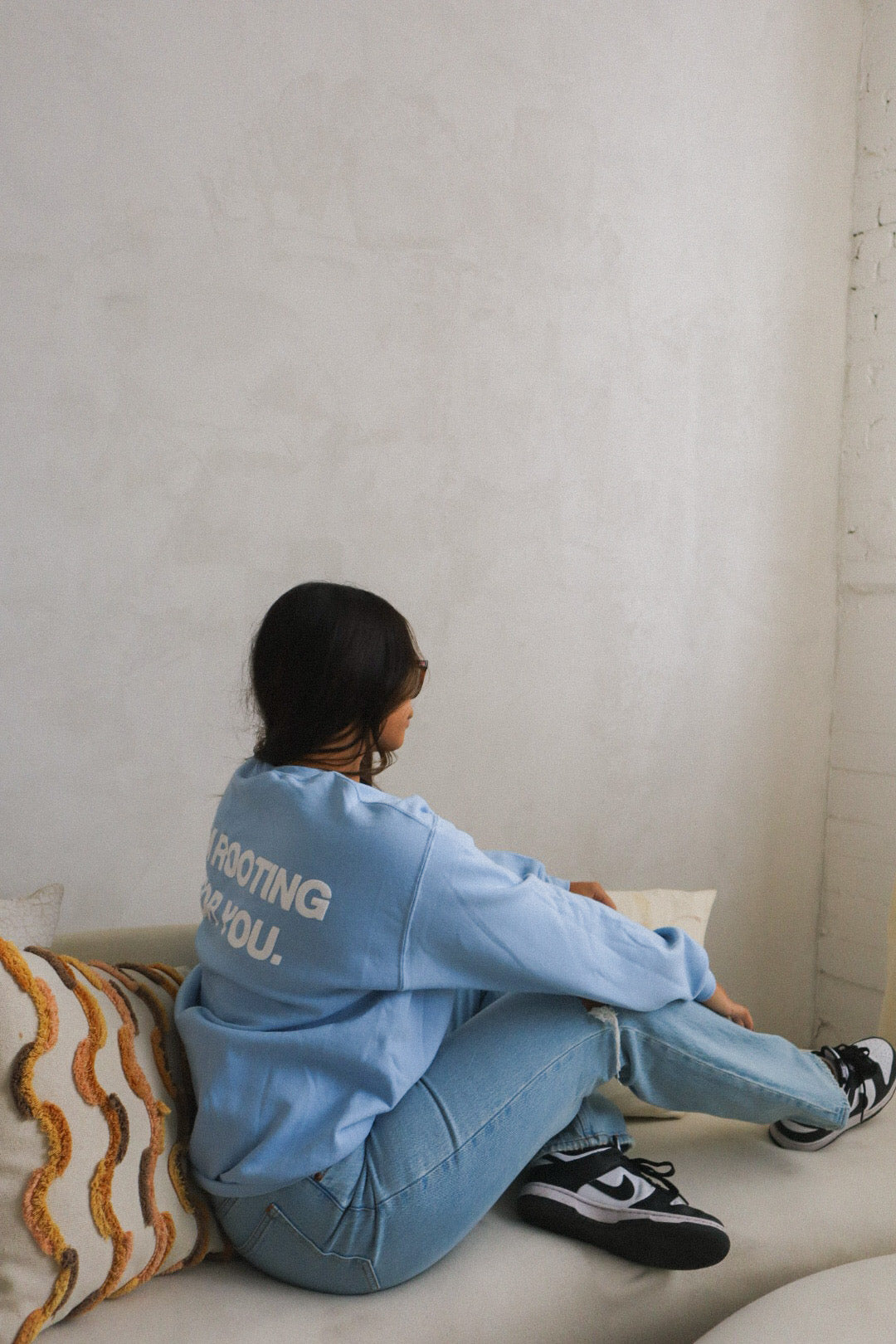 'ROOTING FOR YOU' baby blue crewneck