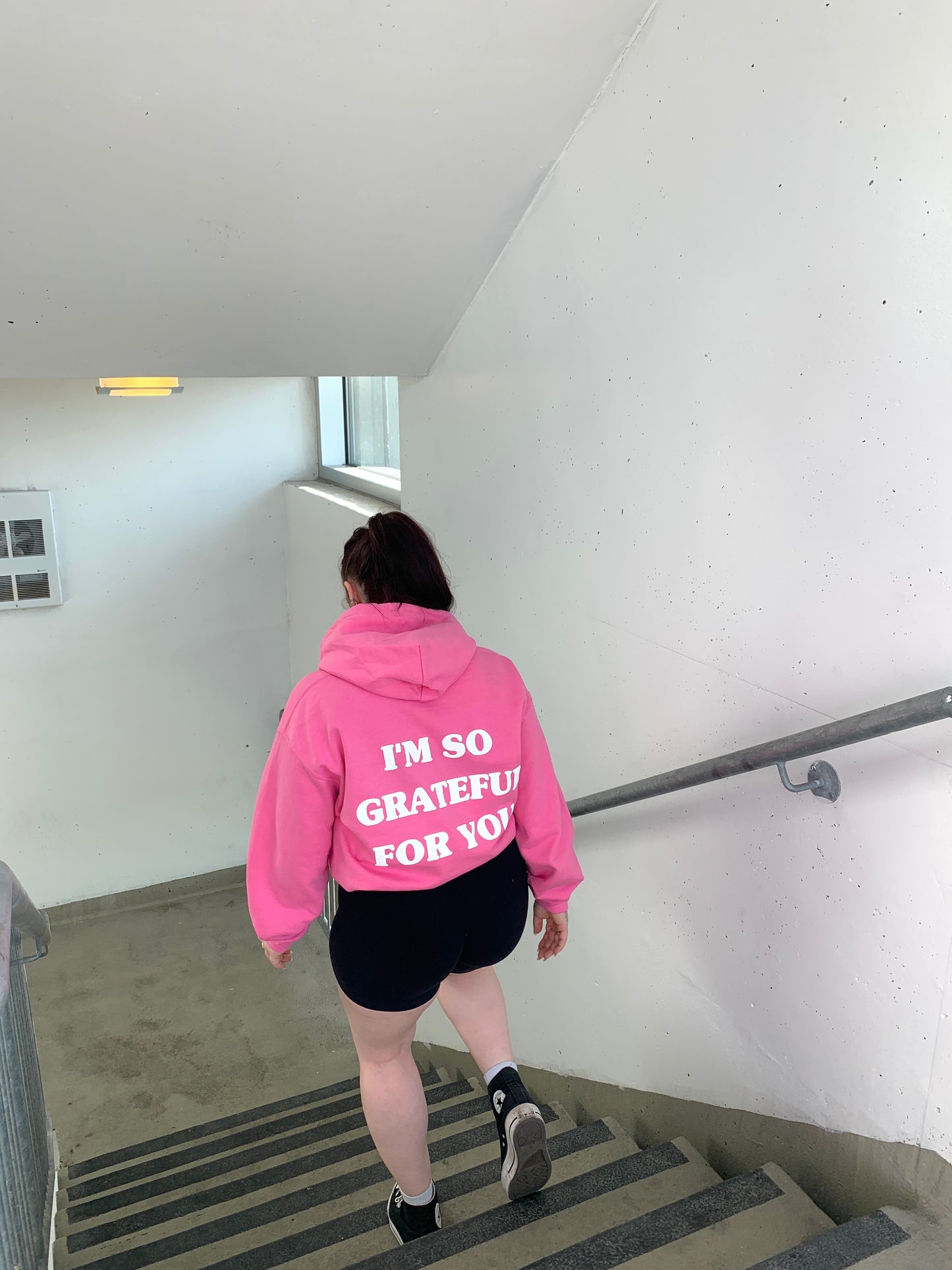 'GRATEFUL FOR YOU' bubblegum pink hoodie