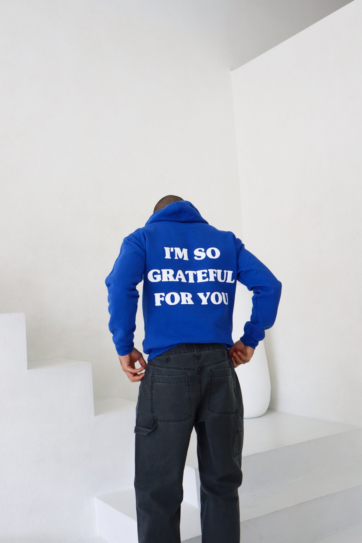 'GRATEFUL FOR YOU' royal blue hoodie