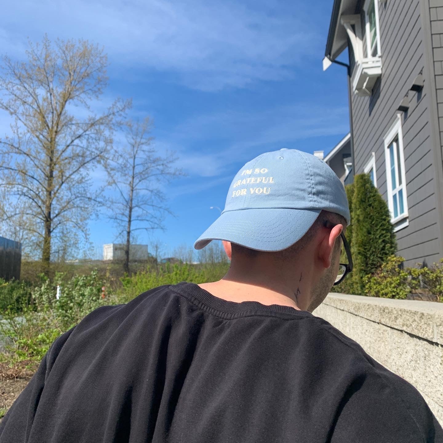 "grateful for you" hat in sky