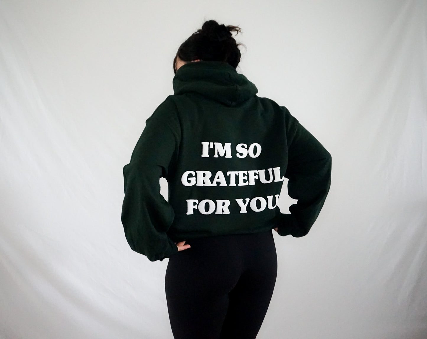 'GRATEFUL FOR YOU' forest green hoodie