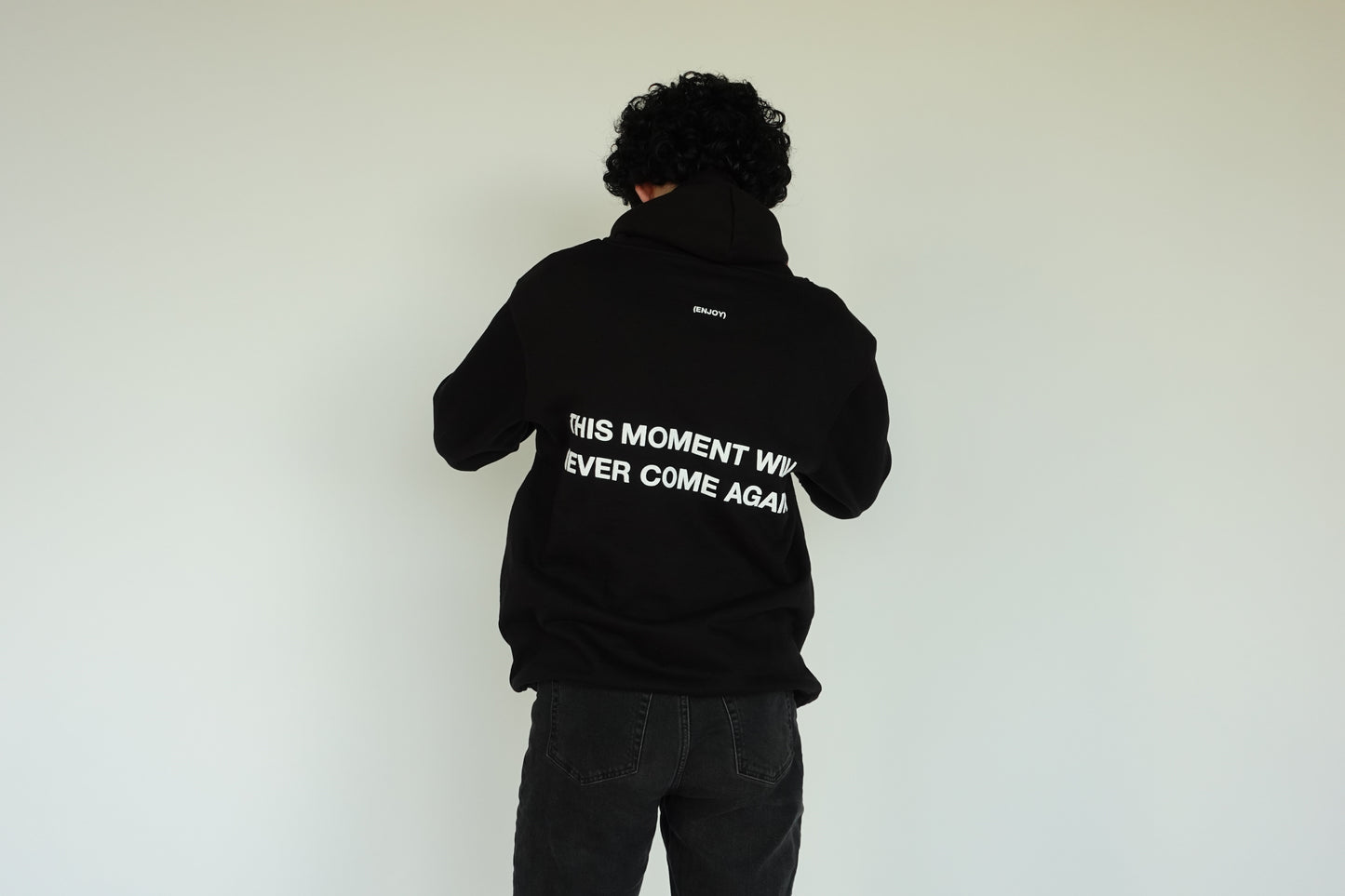 'THIS MOMENT' black zip-up