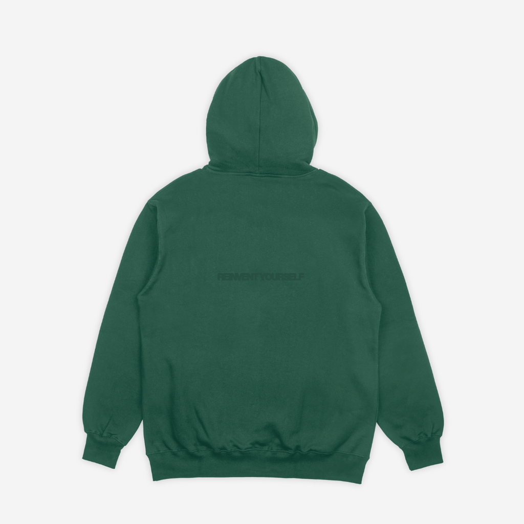 'REINVENT' HOODIE IN DEEP GREEN