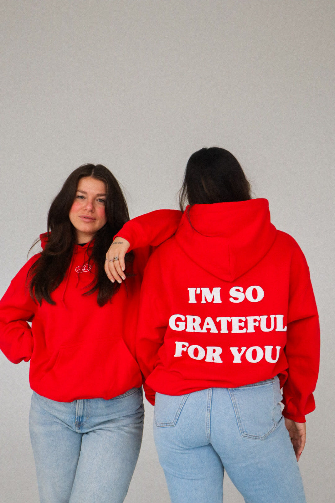 'GRATEFUL FOR YOU' red hoodie