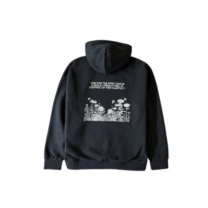"THIS CHAPTER" ultra heavyweight hoodie in off-black