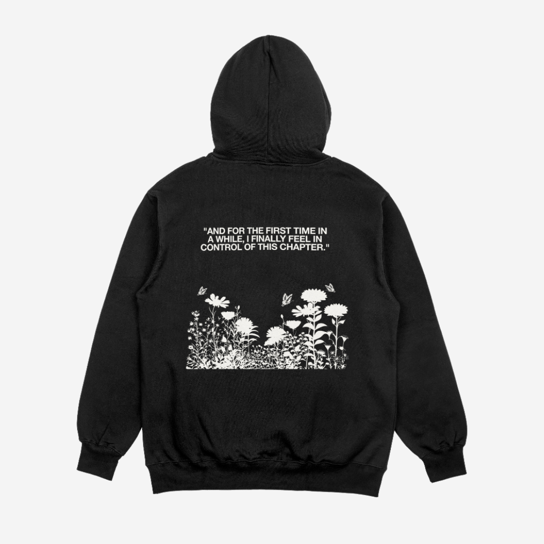 "THIS CHAPTER" ultra heavyweight hoodie in off-black