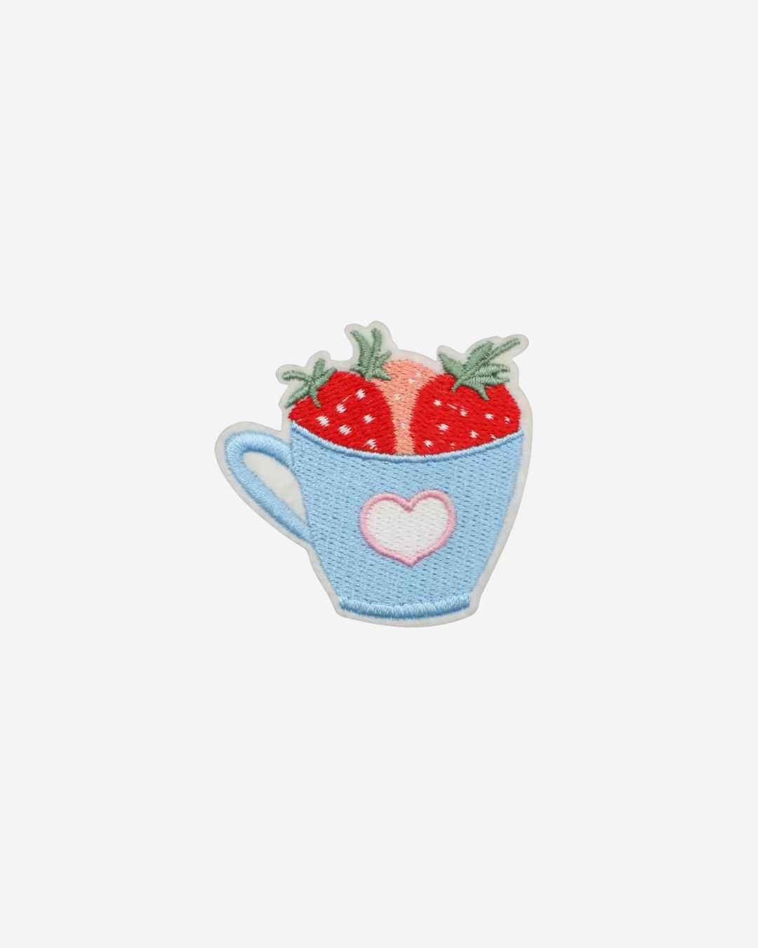 strawberry tea cup iron-on patch