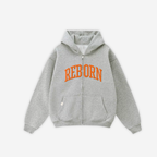 VARSITY ZIP HOODIE IN GREY