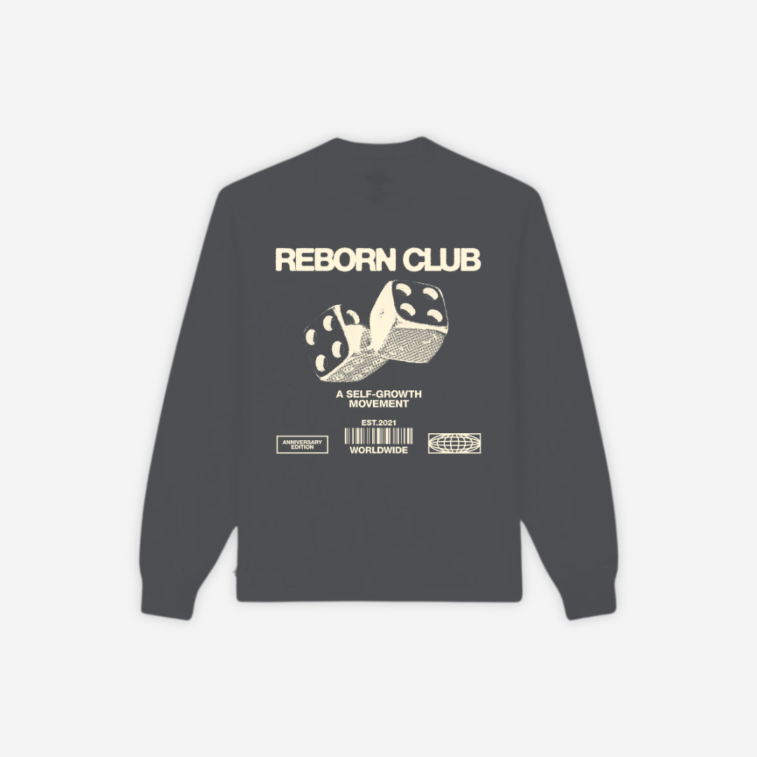 'TAKE A CHANCE' LONG SLEEVE IN ACID GREY