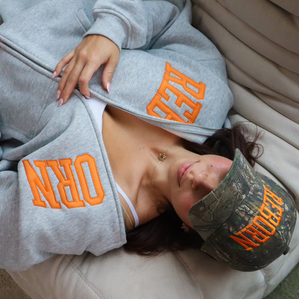 VARSITY ZIP HOODIE IN GREY *PRE-ORDER*