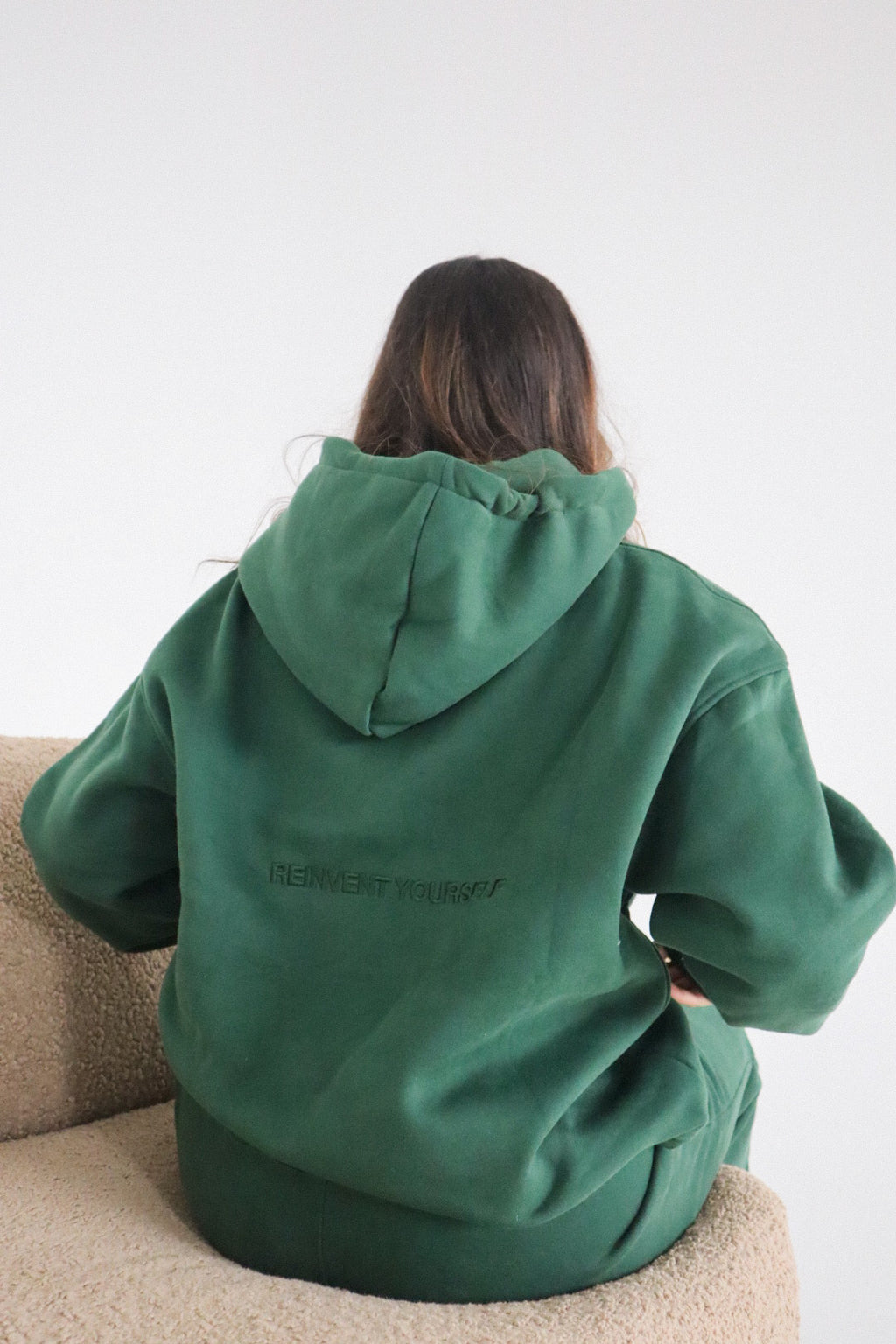 'REINVENT' HOODIE IN DEEP GREEN