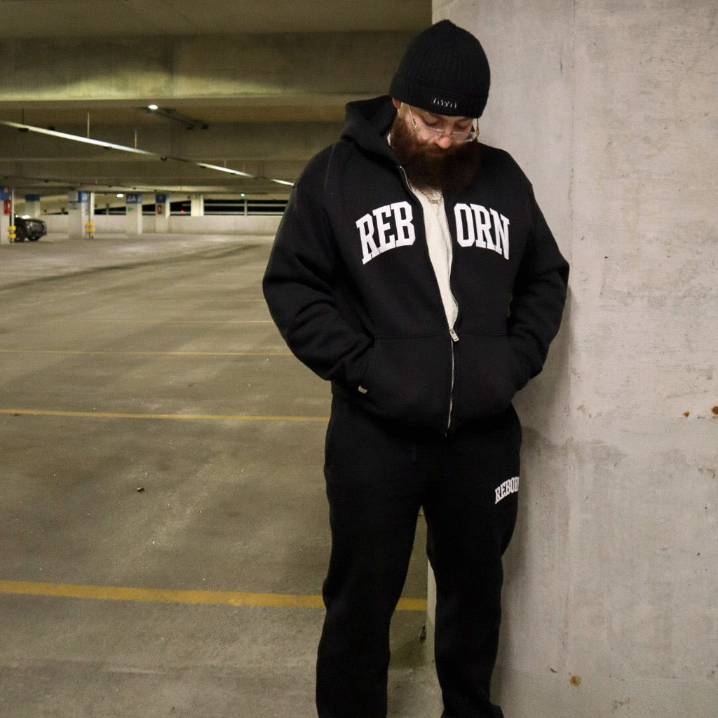 VARSITY SWEATS IN BLACK *PRE-ORDER*