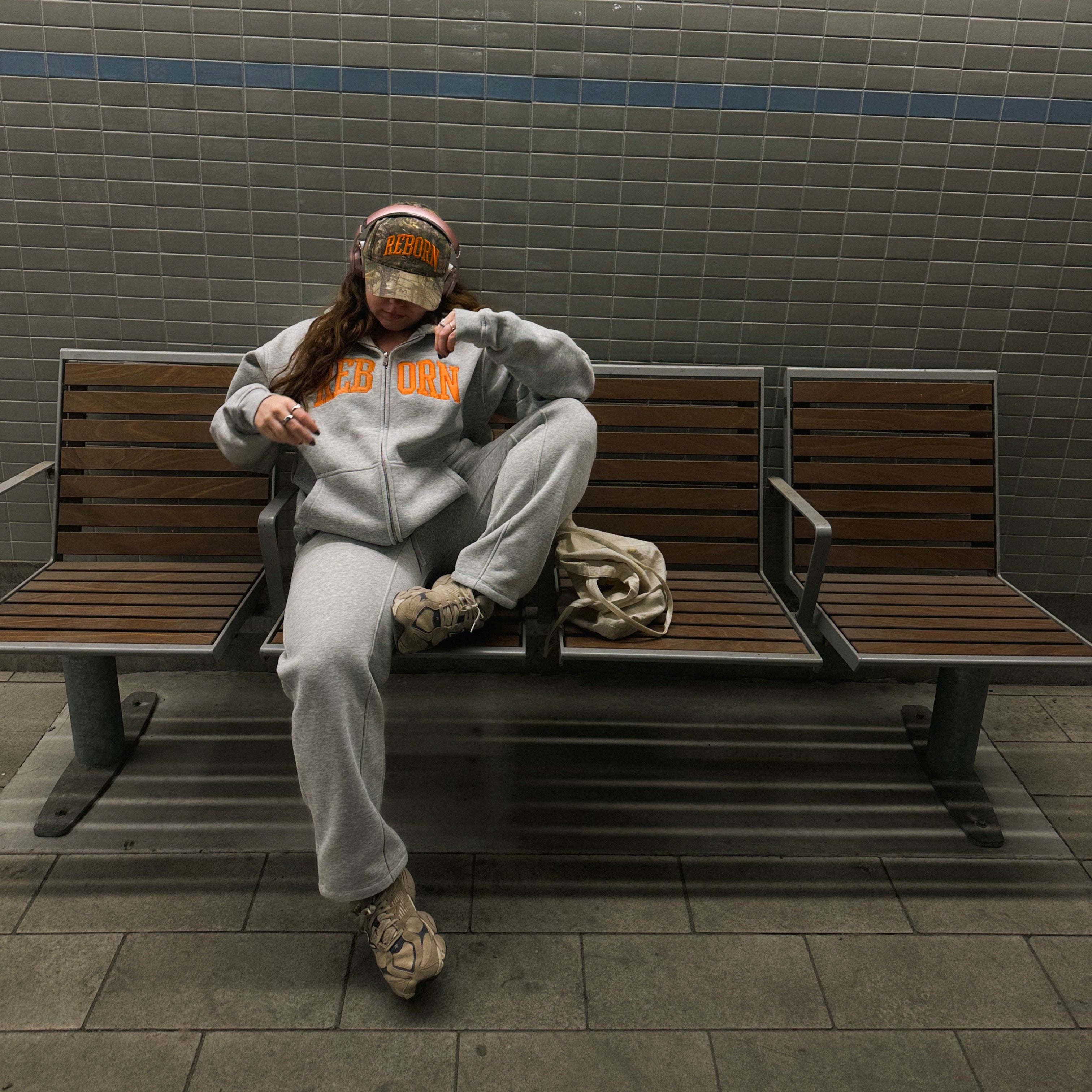 VARSITY ZIP HOODIE IN GREY *PRE-ORDER*