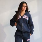 VARSITY ZIP HOODIE IN NAVY