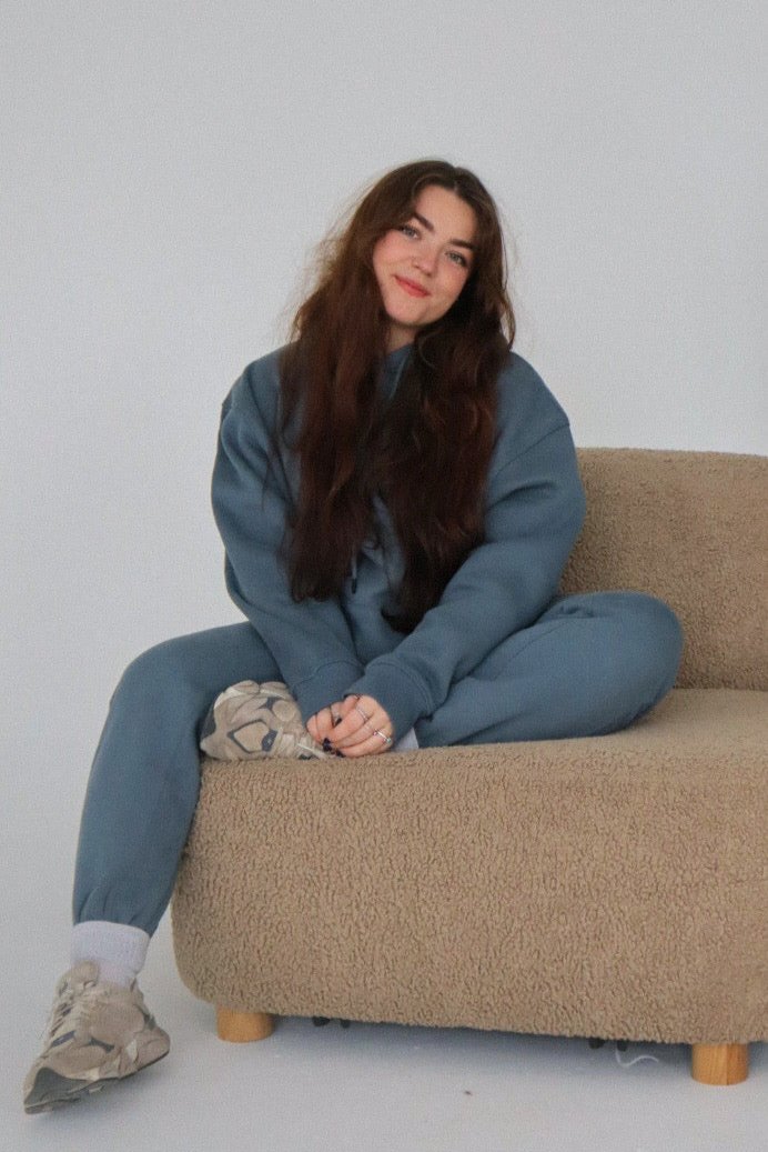 'REINVENT' HOODIE IN STORMY BLUE