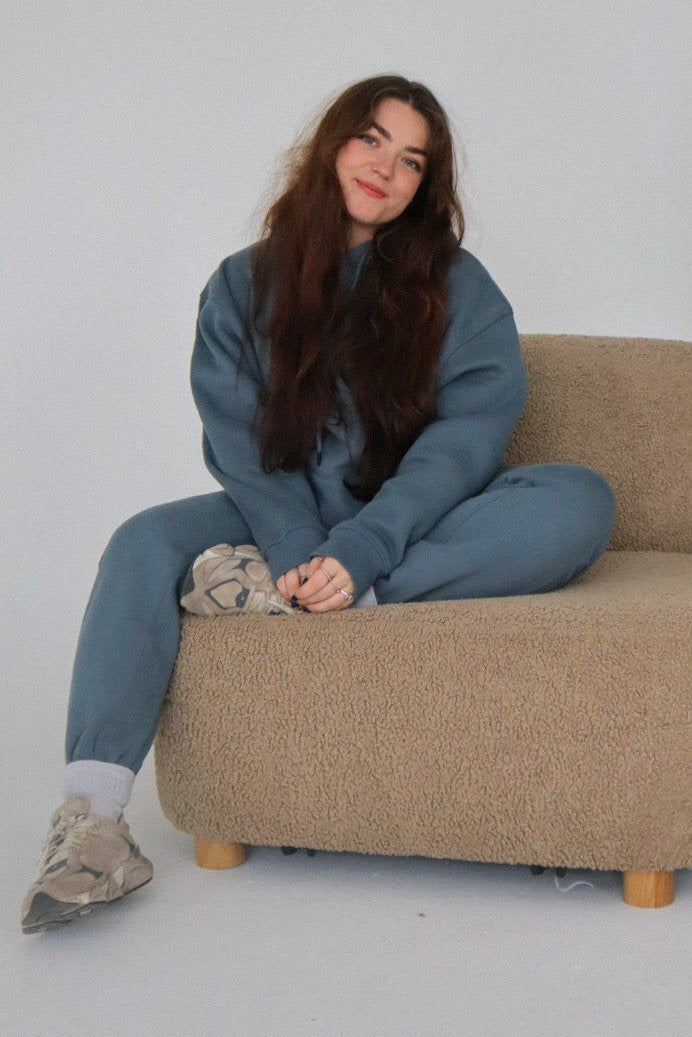 'REINVENT' SWEATS IN STORMY BLUE