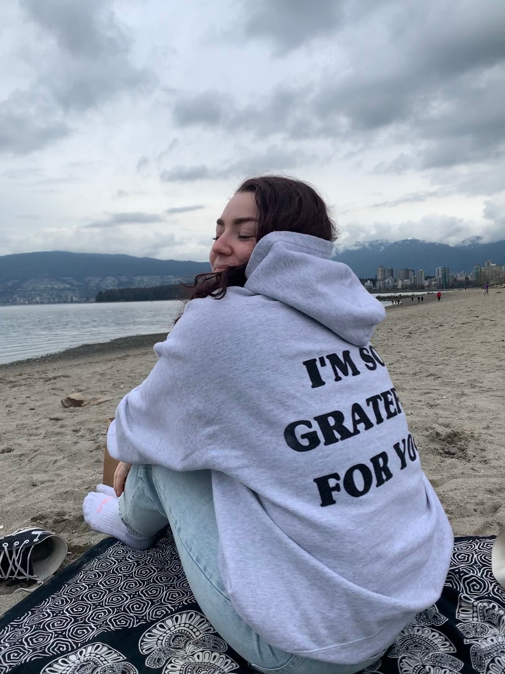'GRATEFUL FOR YOU' HOODIE IN ASH GREY