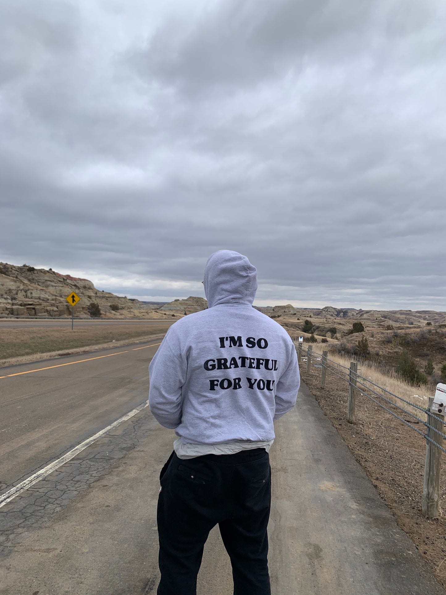 'GRATEFUL FOR YOU' ash gray hoodie