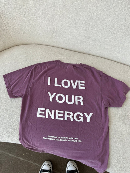 'I LOVE YOUR ENERGY' berry tee