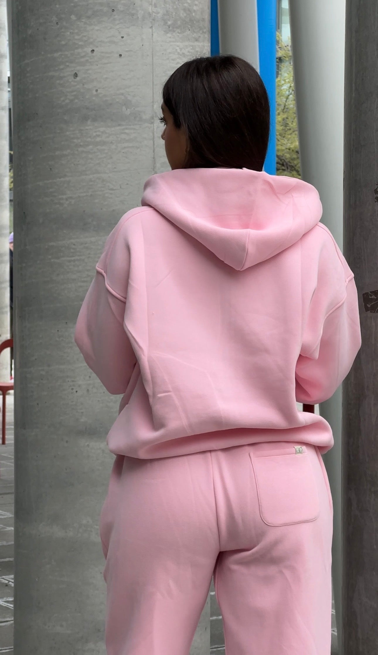 VARSITY ZIP HOODIE IN COTTON CANDY