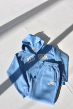 VARSITY ZIP HOODIE IN SKY