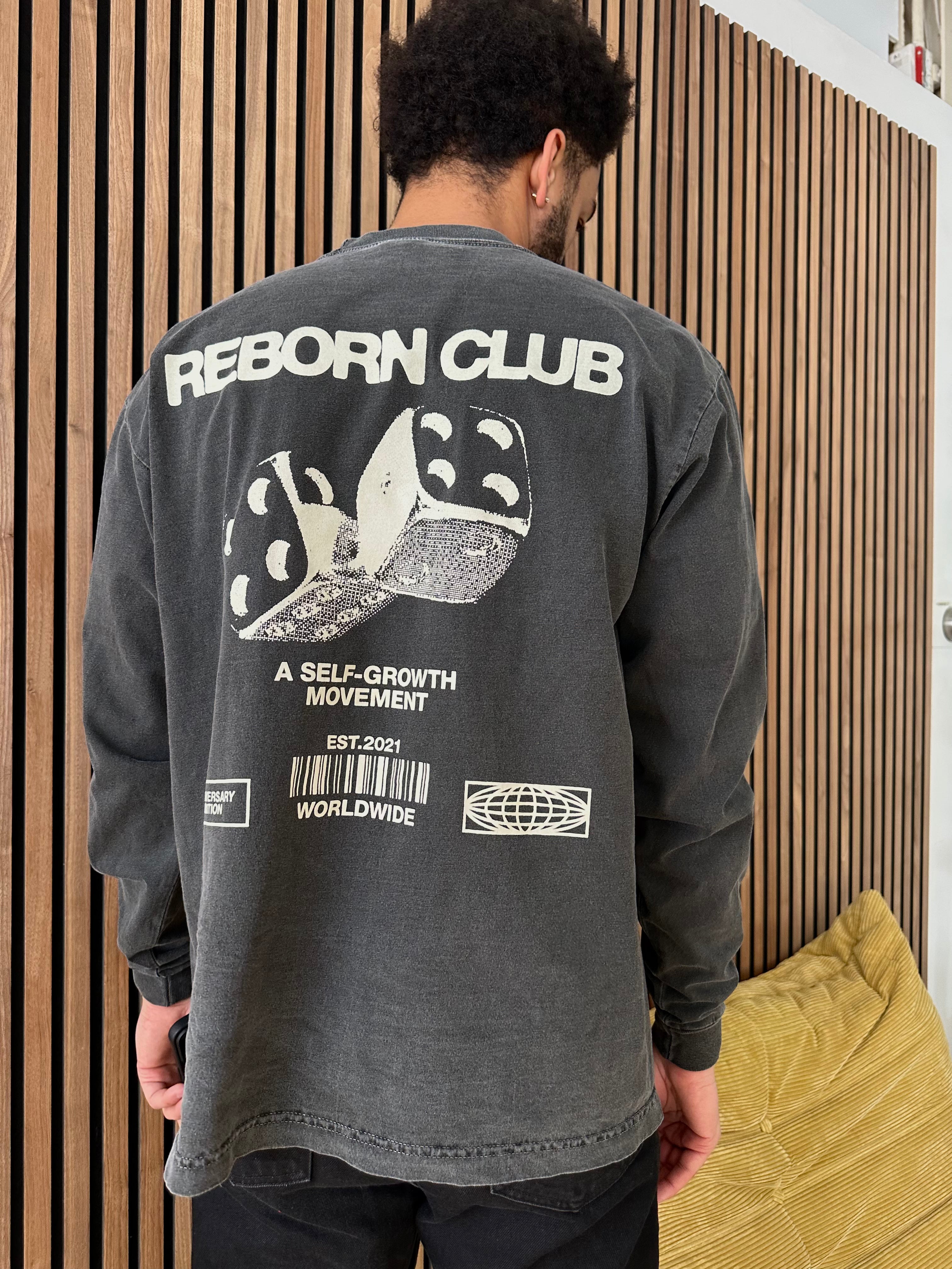 'TAKE A CHANCE' LONG SLEEVE IN ACID GREY