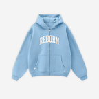 VARSITY ZIP HOODIE IN SKY