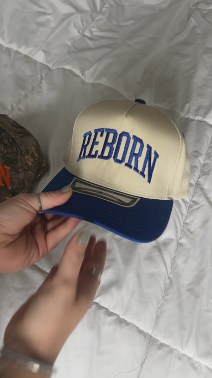 "REBORN" trucker hat in Camo