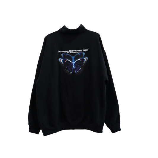 'TRUTH ABOUT GROWTH' black quarter-zip