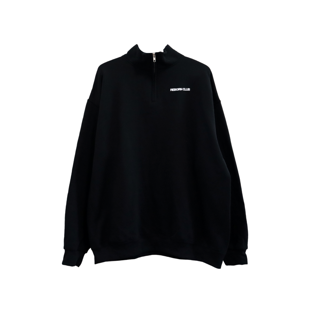 'TRUTH ABOUT GROWTH' black quarter-zip