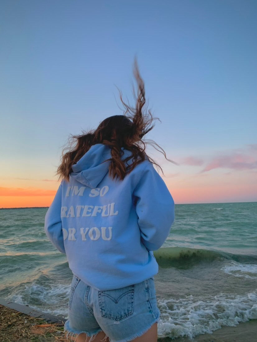 'GRATEFUL FOR YOU' HOODIE IN BABY BLUE