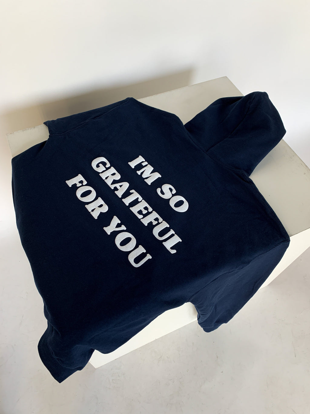 'GRATEFUL FOR YOU' HOODIE IN NAVY BLUE