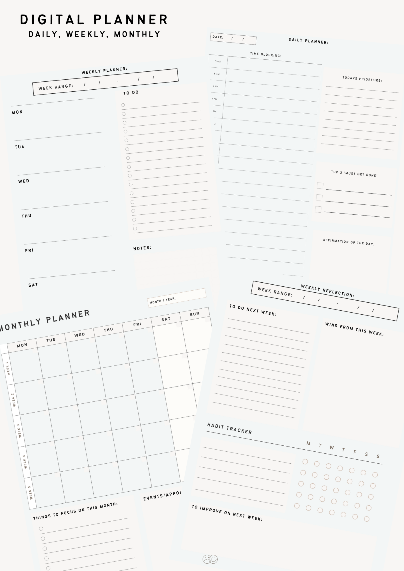 DIGITAL PLANNER (daily, weekly, monthly)